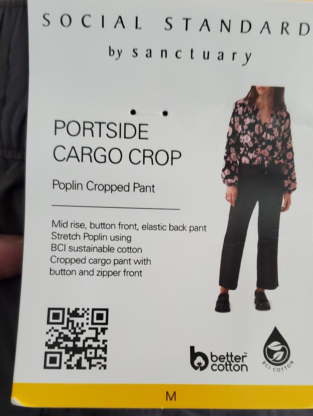 New Women's Size M Cargo Crop Pants Grey